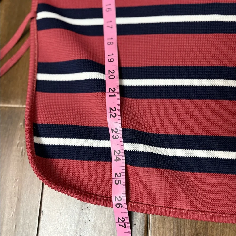 Vintage Miss Pernilla Sz 14 Striped Navy Red Apron Side Ties Kitchen Cook Retro
